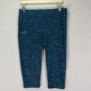 Under Armour Capri Leggings Size 14 Athletic Running‎ Training Grn/Yel Dot Print